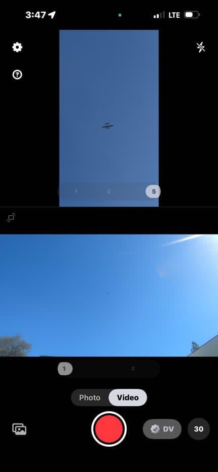 Live dual-camera recording UI